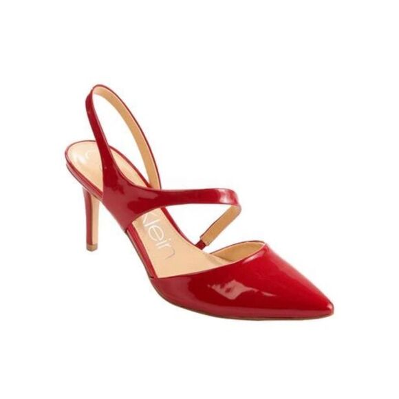 Calvin Klein Red Patent Slingback Heels - Picture 1 of 9